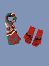 Three-Piece Christmas Elk Hat Scarf Gloves Set